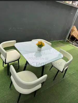Modern White Marble Square Dining Set