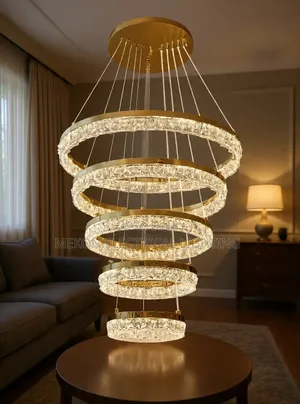 Cascading Crystal Gold Chandelier
