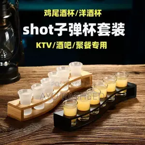 Bamboo Stand With Shot Glass Cup
