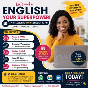 Qualified English Language Tutor | Waec, Jamb Online English Lessons