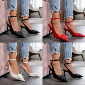 Classy Square Buckle Pointed Slingback Heels