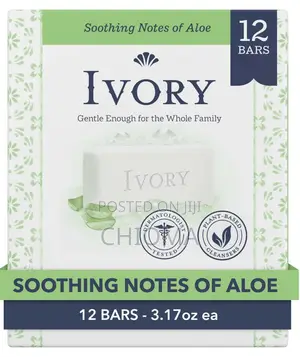 Ivory Bar Soap With Aloe Vera,All Skin Types, 3.17 Oz., 12 Plant Based
