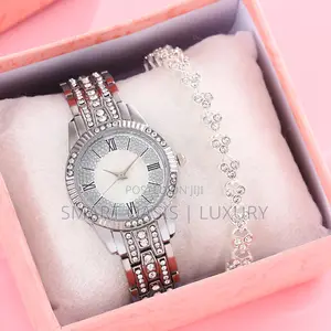 Women’S Crystal Watch and Bracelet Gift Set