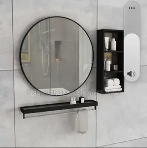 Black Round Mirror With Shelves