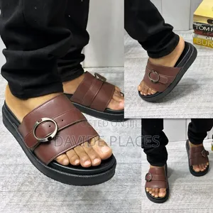 Original Quality Alexander McQueen Leather Slide Brown