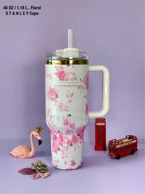Flowered Stanley Quencher Tumbler