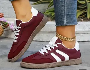Vintage Fashion Women’S Casual Sneakers With Burgundy Straps