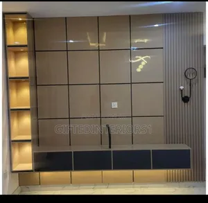 High Glossy Tv Console With Wall Panel