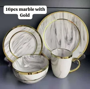 16pieces Marble Gold Dinnerware Set