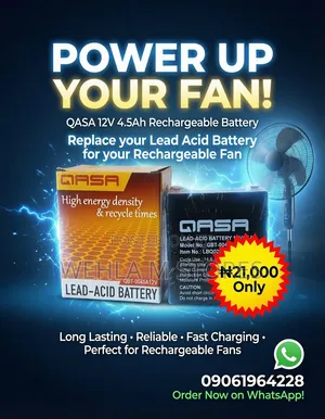 Qasa Lead Acid Replacement Battery for Rechargeable Fan - QBT-0045a12v