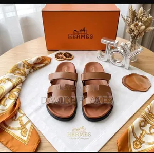 Quality Original Hermes Leather Sandals Brown