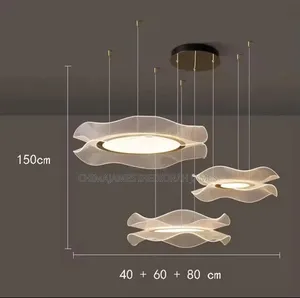 Minimalist Flower Pendant Light Led Acrylic Round Lamp for Living Room