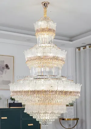 European Crystal Chandelier Rotating Staircase Pendant Light Duplex