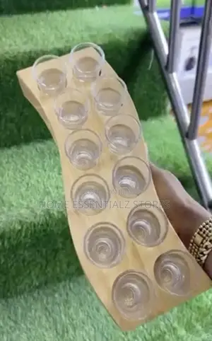 12-Slot Wooden Shot Glass Holder Tray - Tequila Shot Glasses Holder