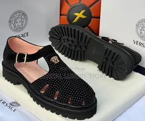 Versace Quality Luxury Men Genuine Leather Sandals