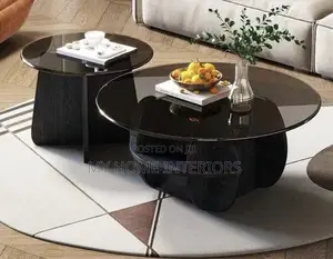 Black Glass Top 2in1 Center Table With Compartment