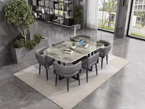 6-Seater Space Saver Marble Top Dining Set