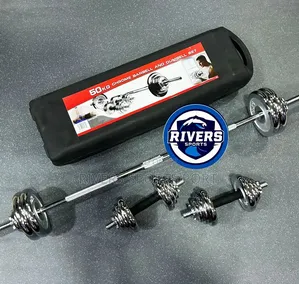 Heavy 50kg Adjustable Chrome Dumbbell and Barbell Set With Carry Box