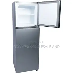 Hisense Ref 200 Dr Double Door Refrigerator With a Silver Finish.