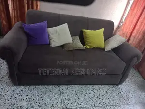 Clean Used 7-Seater Suede Sofa Set (3+2+1+1) – Rich Dark Brown