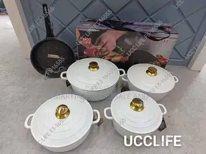 Ucc Life 11-Piece Granite Cookware Set Features a Luxurious White Fini