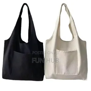 Heavy Duty Cotton Canvas Tote Shopping Bag With Pocket