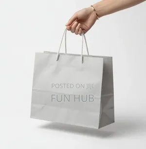 Grey Paper Shopping Bag With Handles 31x42x12cm
