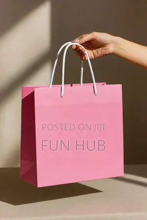 Pink Paper Shopping Bag With Handles 40x44x13.5cm