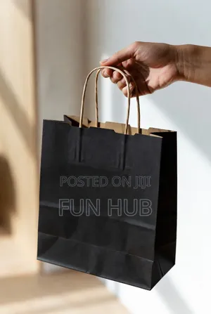 Black Paper Shopping Bag With Handles 31x42x12cm
