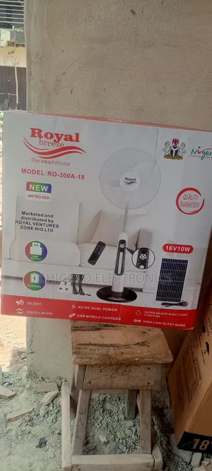 Original Royal Rechargeable Fan 18 Inches With Panel and Bulb