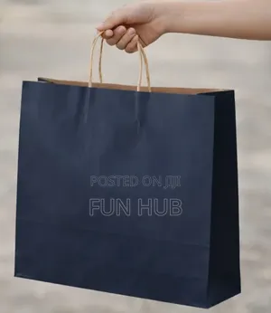 Navy Blue Paper Shopping Bag With Handles 31x42x12cm