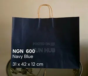 Navy Blue Paper Shopping Bag With Handles 31x42x12cm