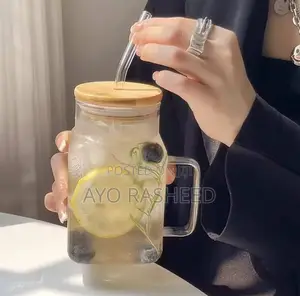 Cute Glass Cup With Bamboo Lid