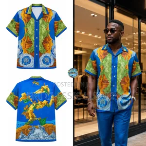 Top Notch Luxury Men's Silk Shirt Versace Well Banded Package