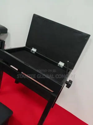 Adjustable Piano Keyboard Bench With Storage Compartment, Black Seat