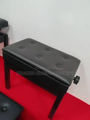 Adjustable Piano Keyboard Bench With Storage Compartment, Black Seat