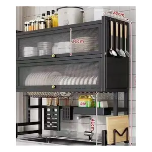 Black Metal Over-Sink Kitchen Organizer