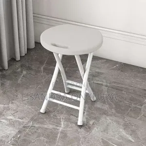 8-Inch Round Collapsible Folding Stool-White 1