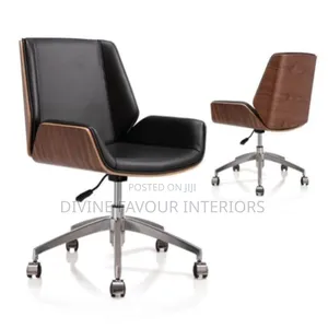 Mid Back Walnut Veneer Office Chair