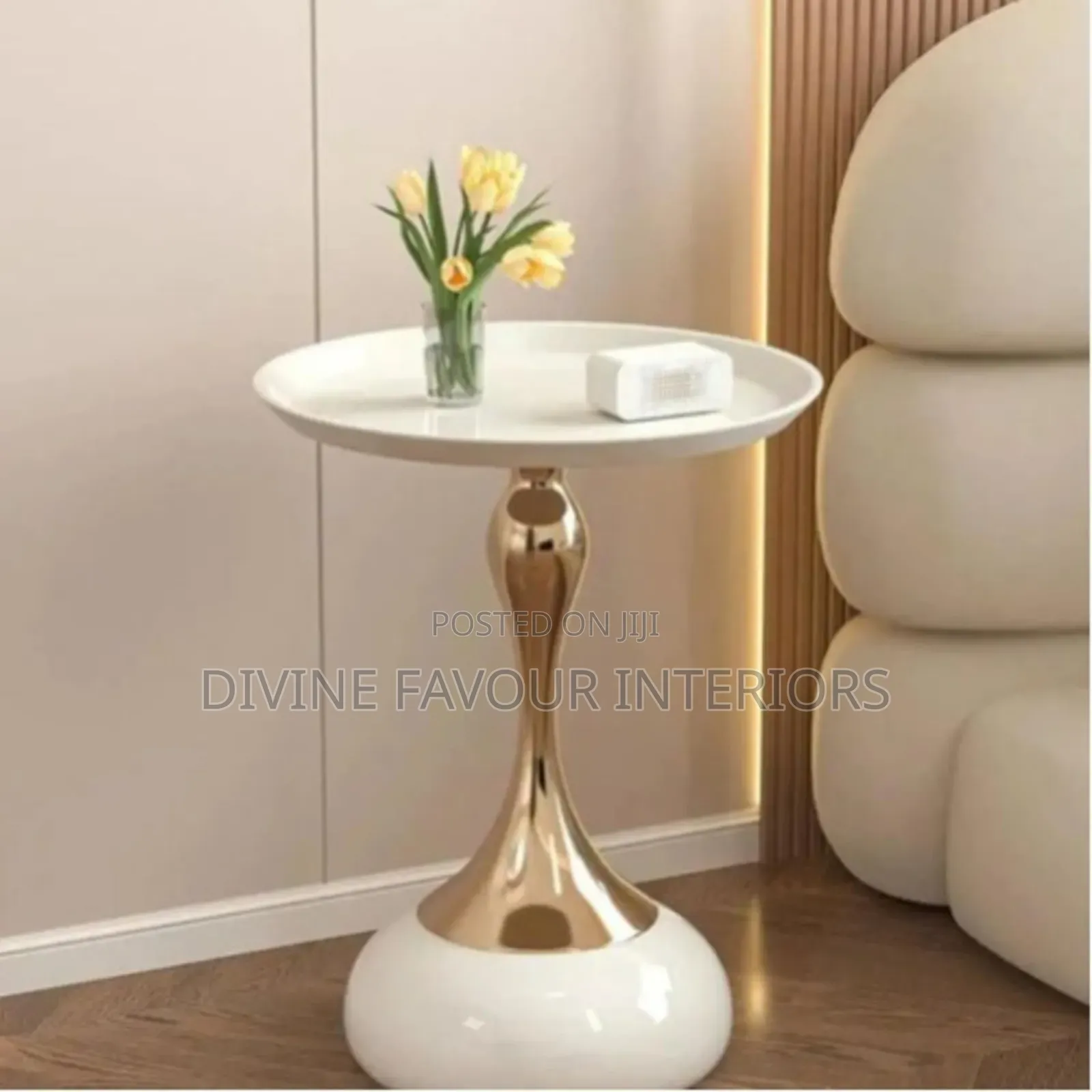 Small Waist Corner Coffee Table - White