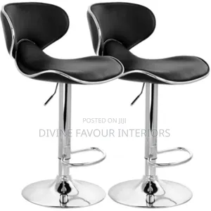 2 Sets of Swivel Chrome Bar Stools - Black