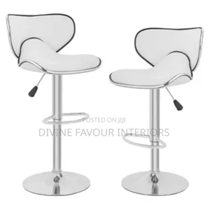 2 Sets of Swivel Chrome Bar Stools - White
