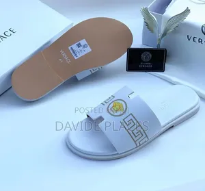 Quality Original Versace Leather Slide White
