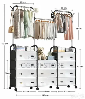Modular Clothing Rack With Drawers Wheels
