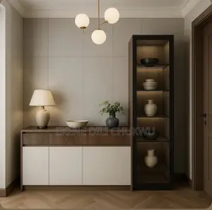 Modern Minimalist Console Cabinet With Display Shelf