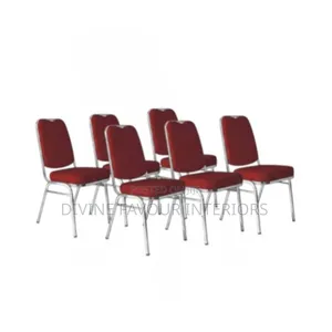Banquet Chair - Stainless Leg - Red - 6 Pieces