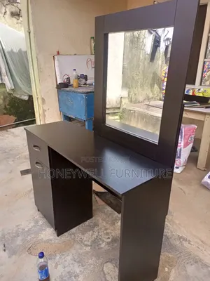 Coffee Brown Dresser With Mirror and Stool