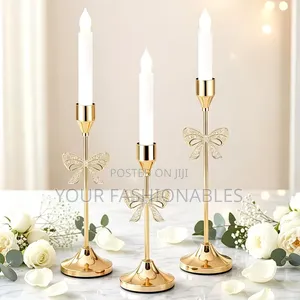 Gold Bow Candle Stand Set of 3