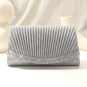 Beautiful Pleated Silver Clutch Purse
