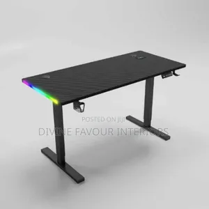Electric Adjustable Desk With Side RGB Display - Black